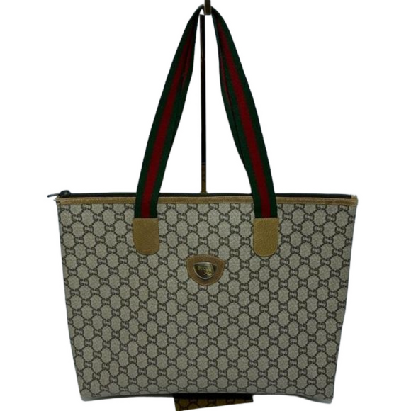 Gucci Beige Patterned Tote with Red and Green Handles - Picture 1 of 11